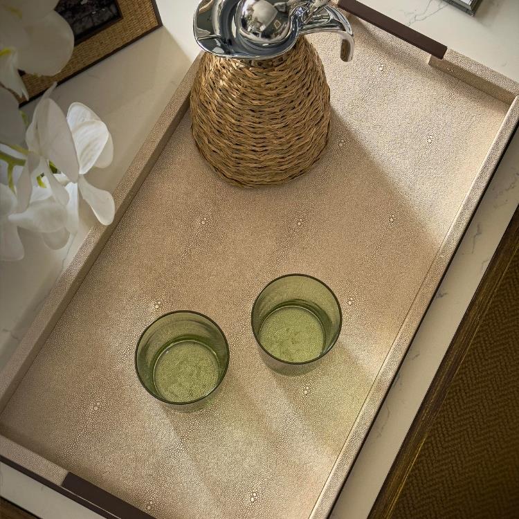 Large Ecru Faux Shagreen Tray