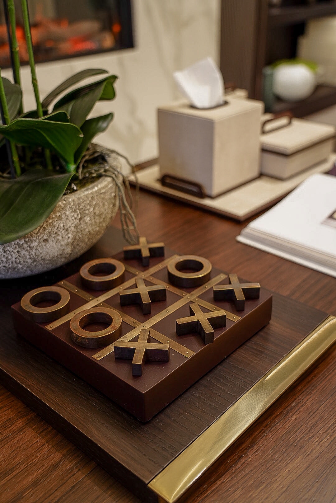 Aged bronze Noughts & Crosses Decorative Set