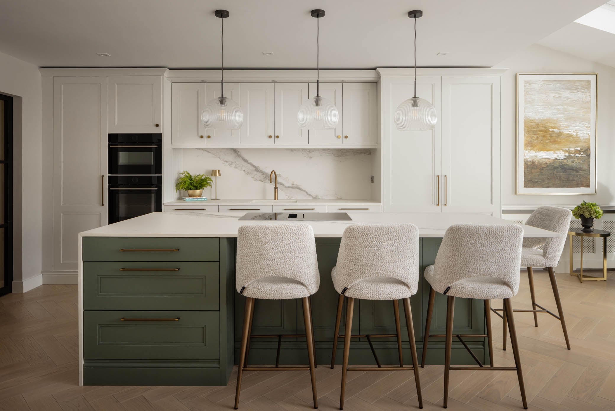 Large Ribbed glass pendantr