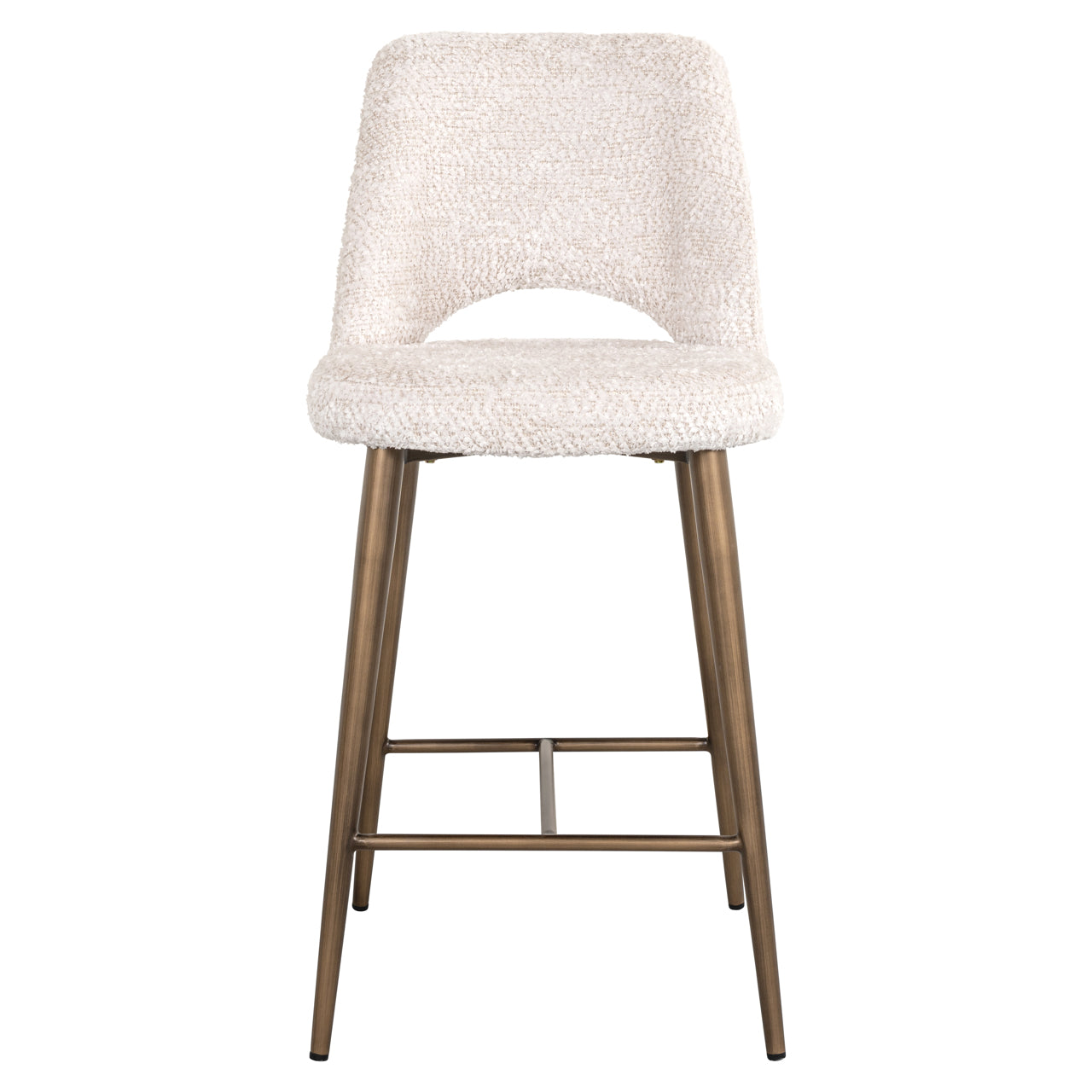 Cream bouclé counter stool with gold legs
