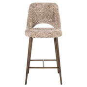 Luxury boucle taupe counter stool with gold legs 