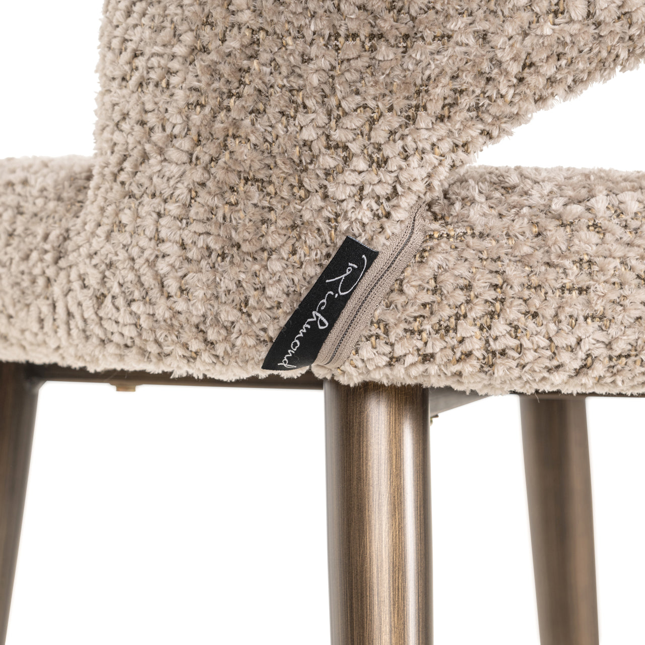 Luxury boucle taupe counter stool with gold legs 
