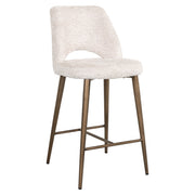 Cream bouclé counter stool with gold legs
