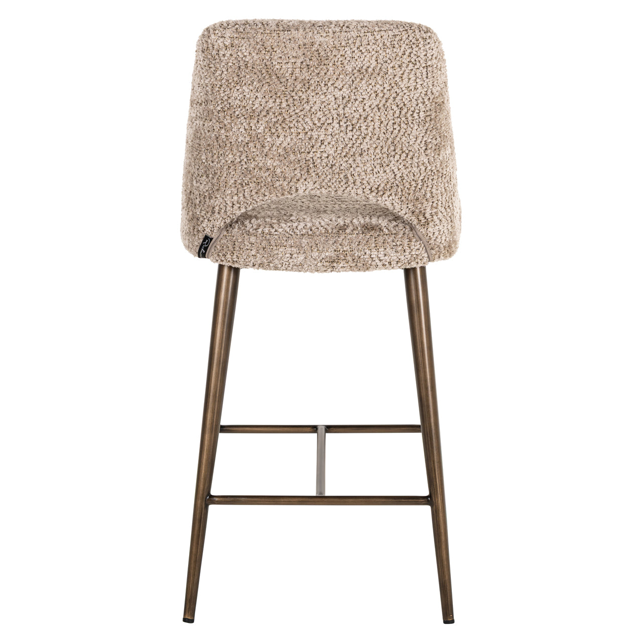 Luxury boucle taupe counter stool with gold legs 