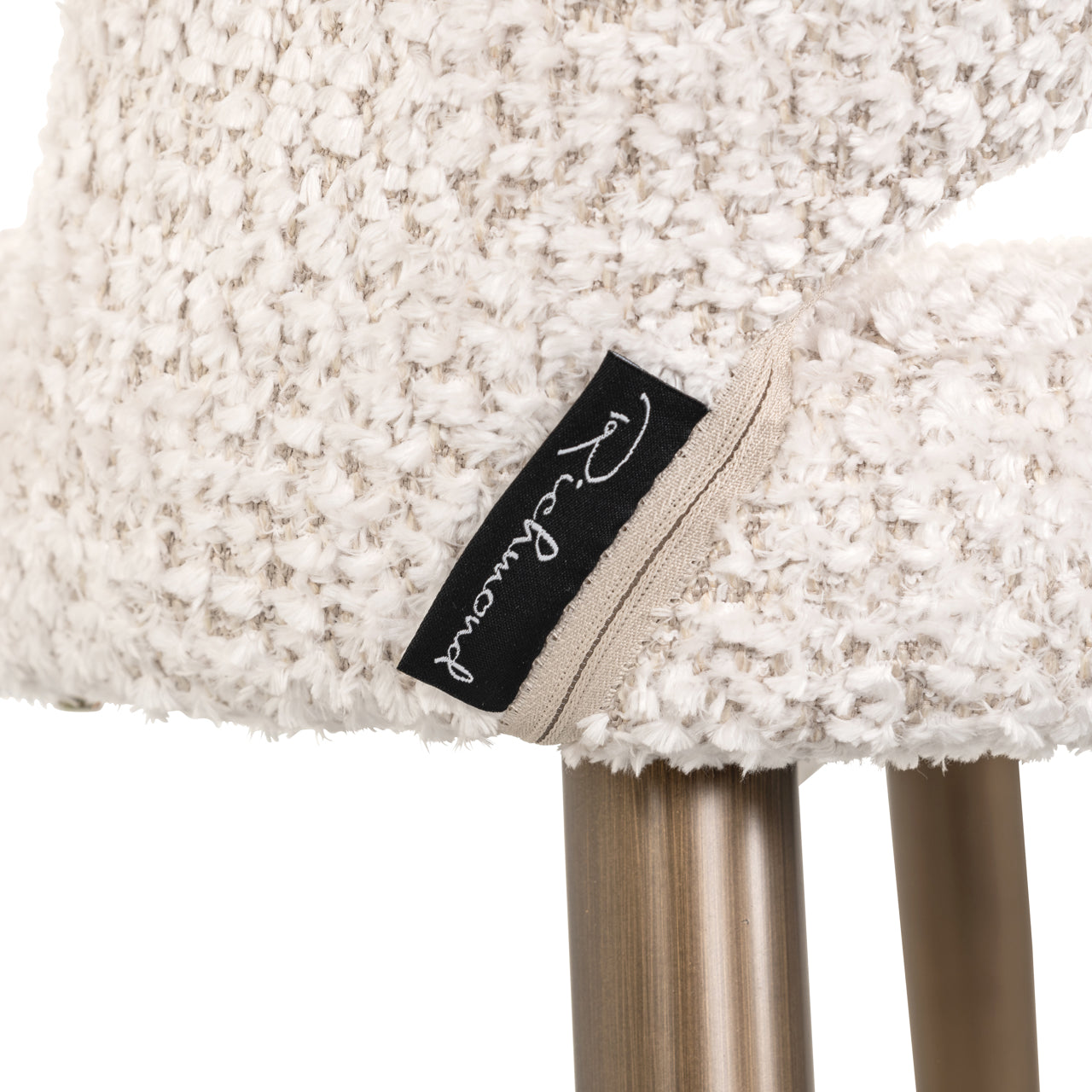 Cream bouclé counter stool with gold legs