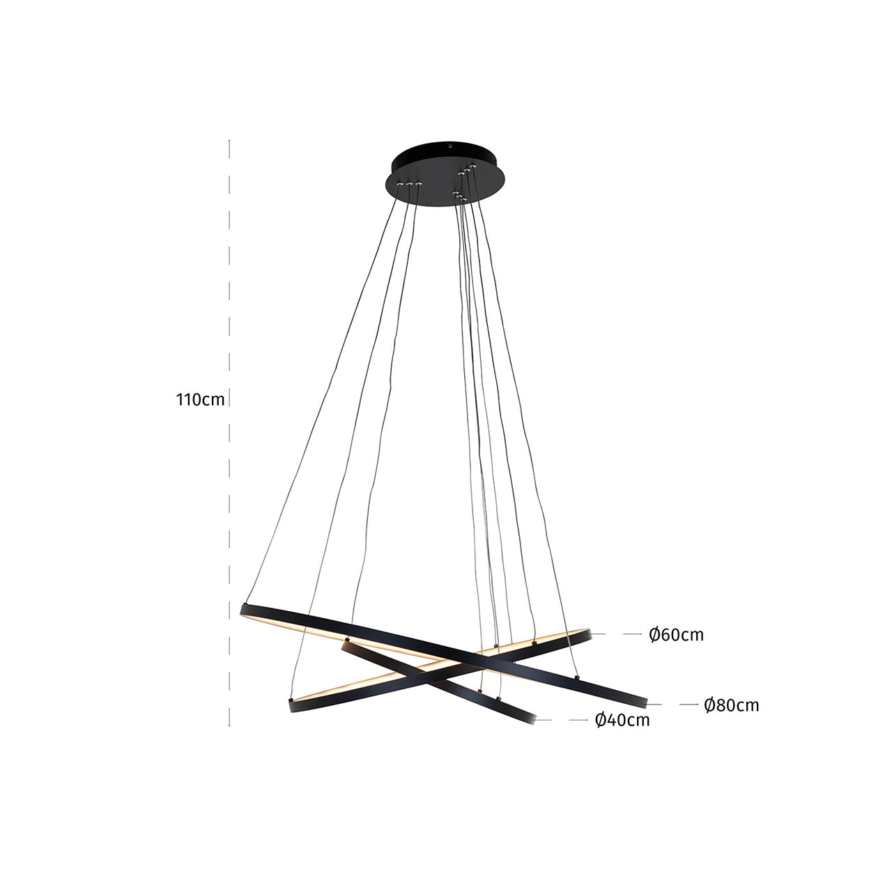 Amira black chandelier in modern aluminium design