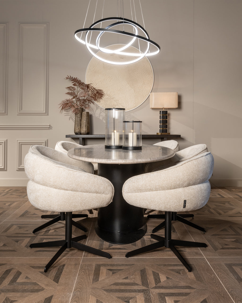 Amira black chandelier in modern aluminium design