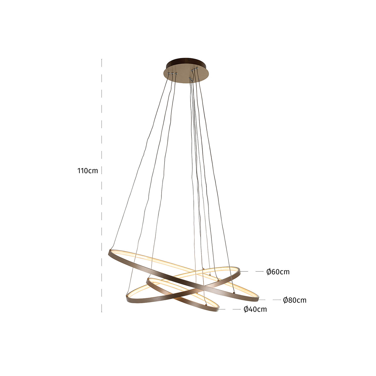 Amira gold chandelier in modern aluminium design