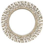 Decorative round wall mirror in champagne metallic finish with sculptural branch detailing