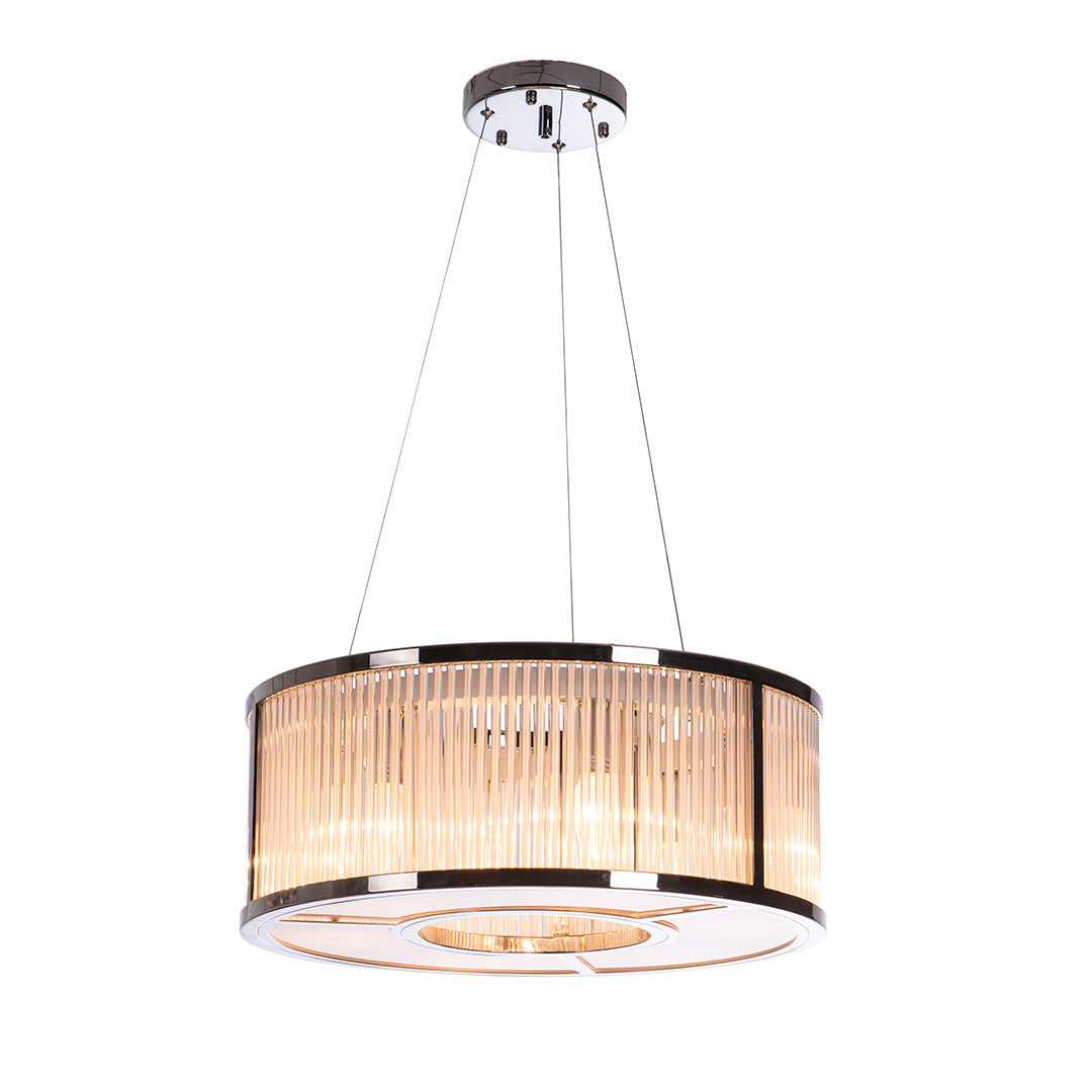 Aston Nickel round fluted Chandelier