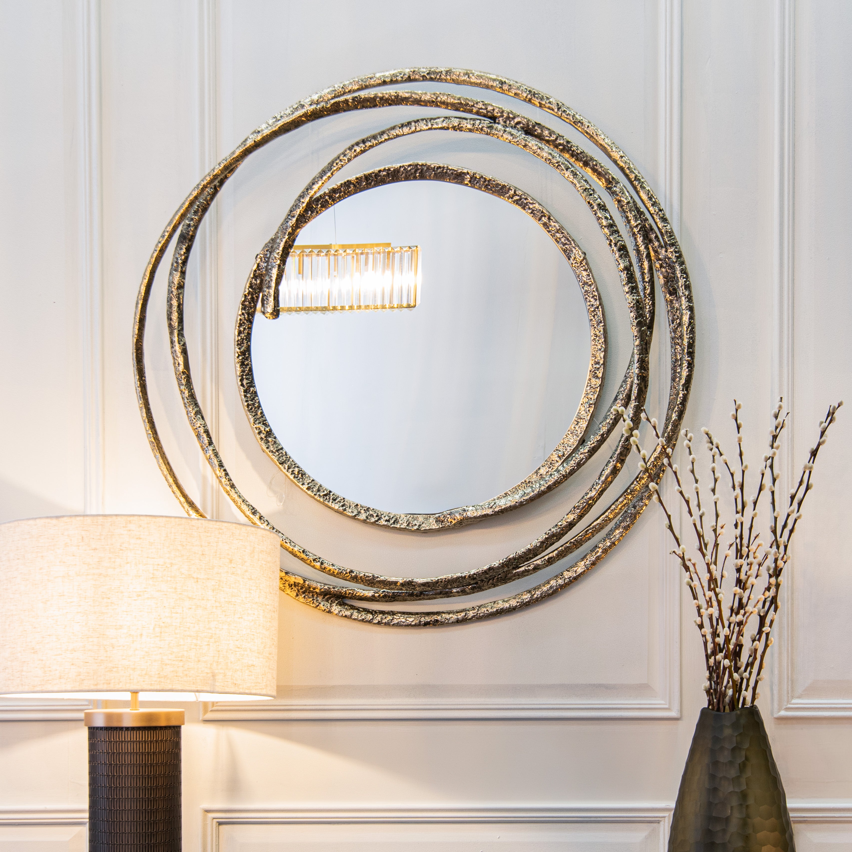 luxury brass swirl mirror