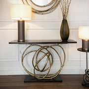 Antique brass and granite console table 