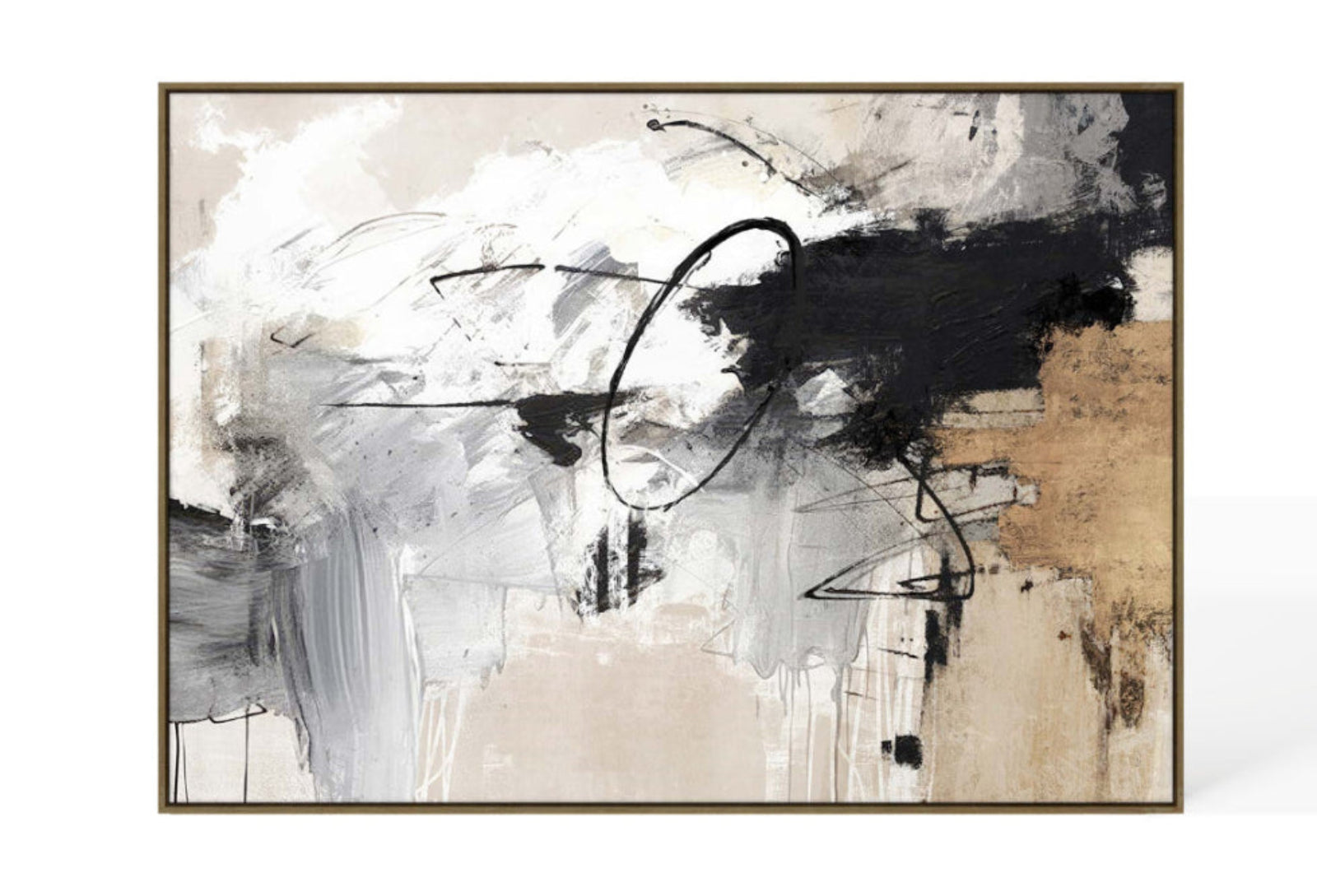 Large abstract brown, black and gold artwork