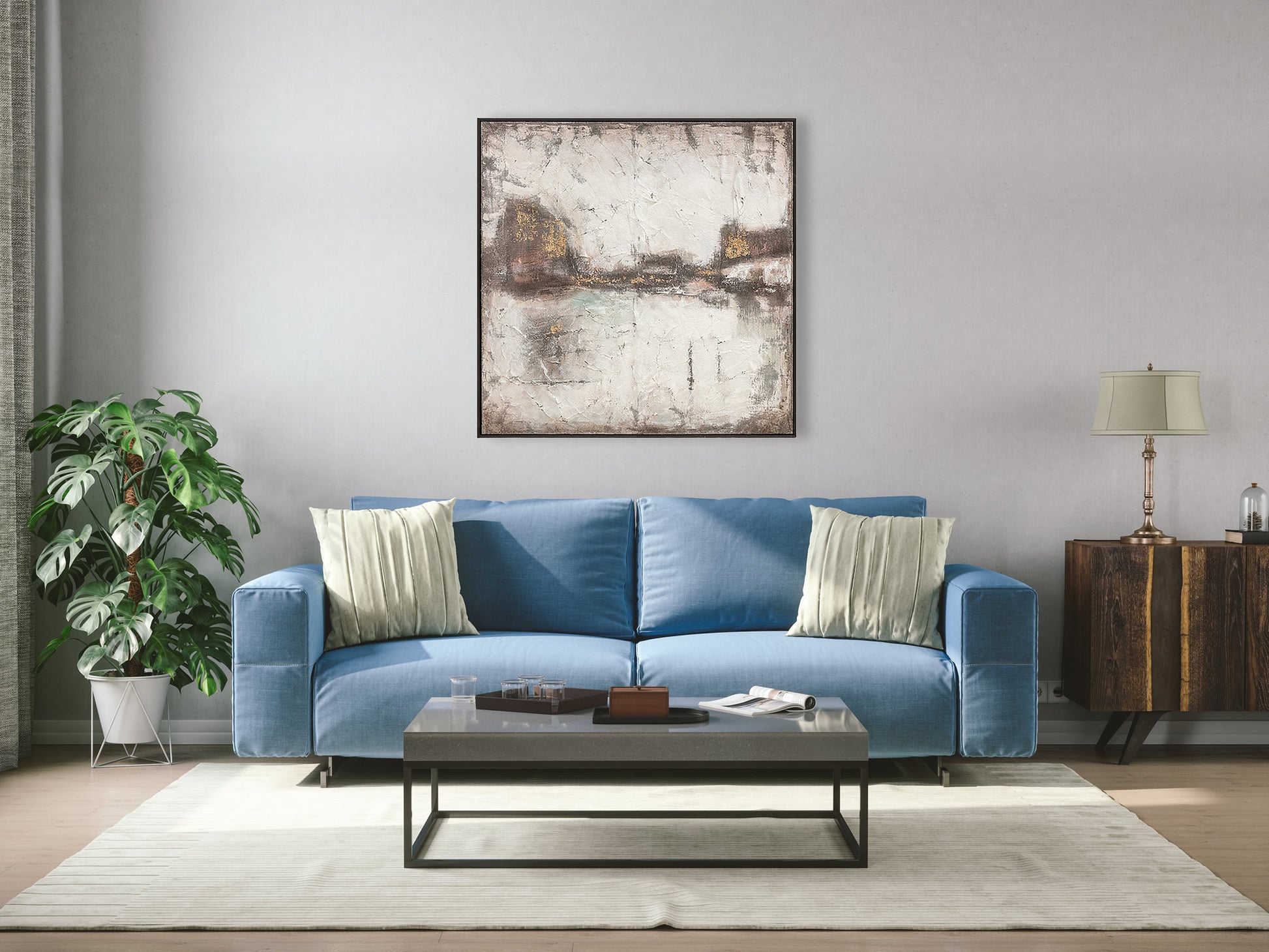 Brown and gold abstract oil on canvas