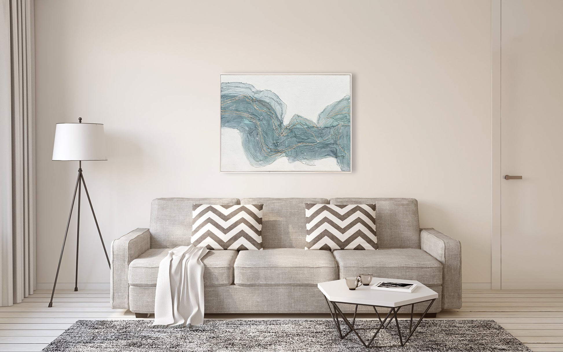 Blue oil on canvas artwork