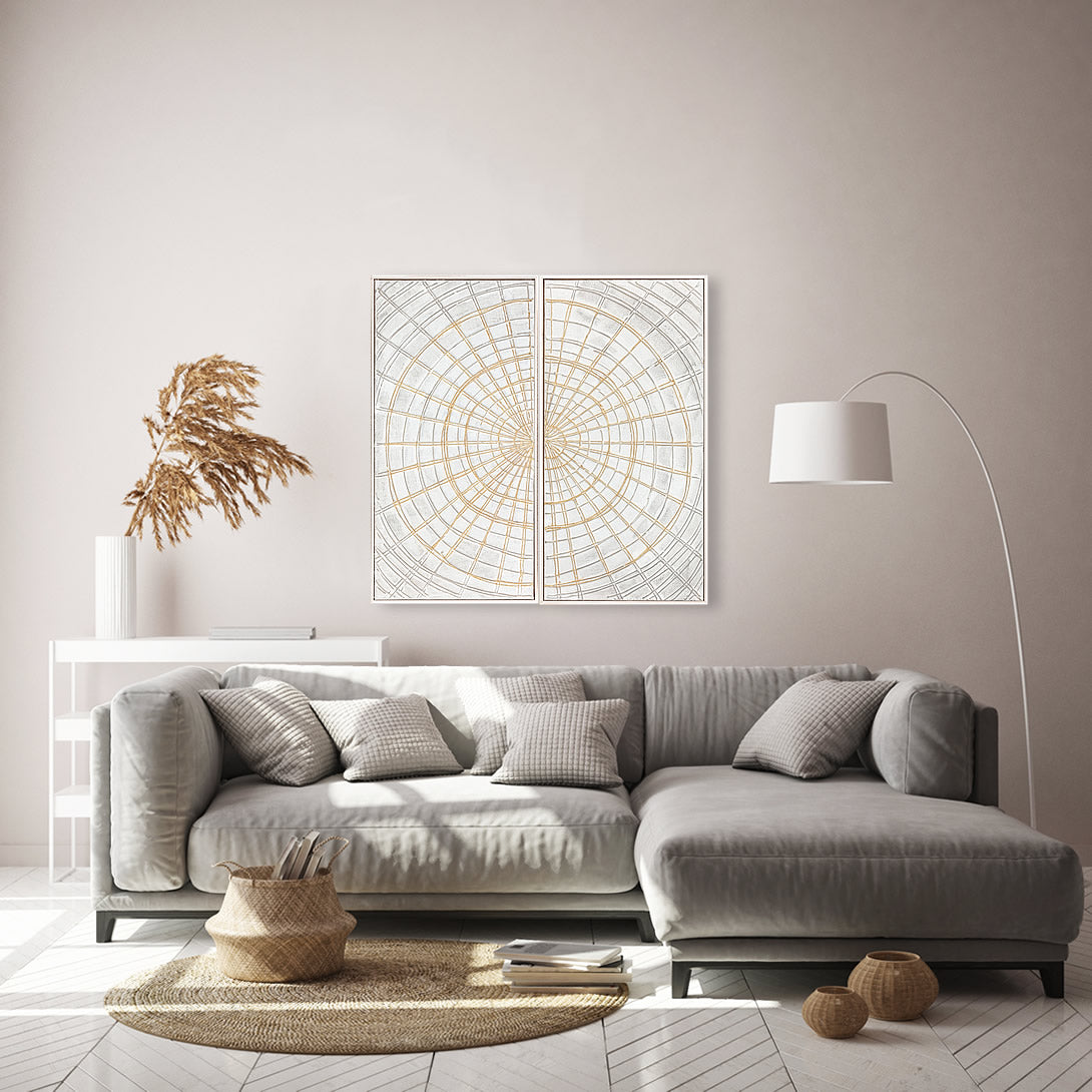 Light grey and gold abstract wall art