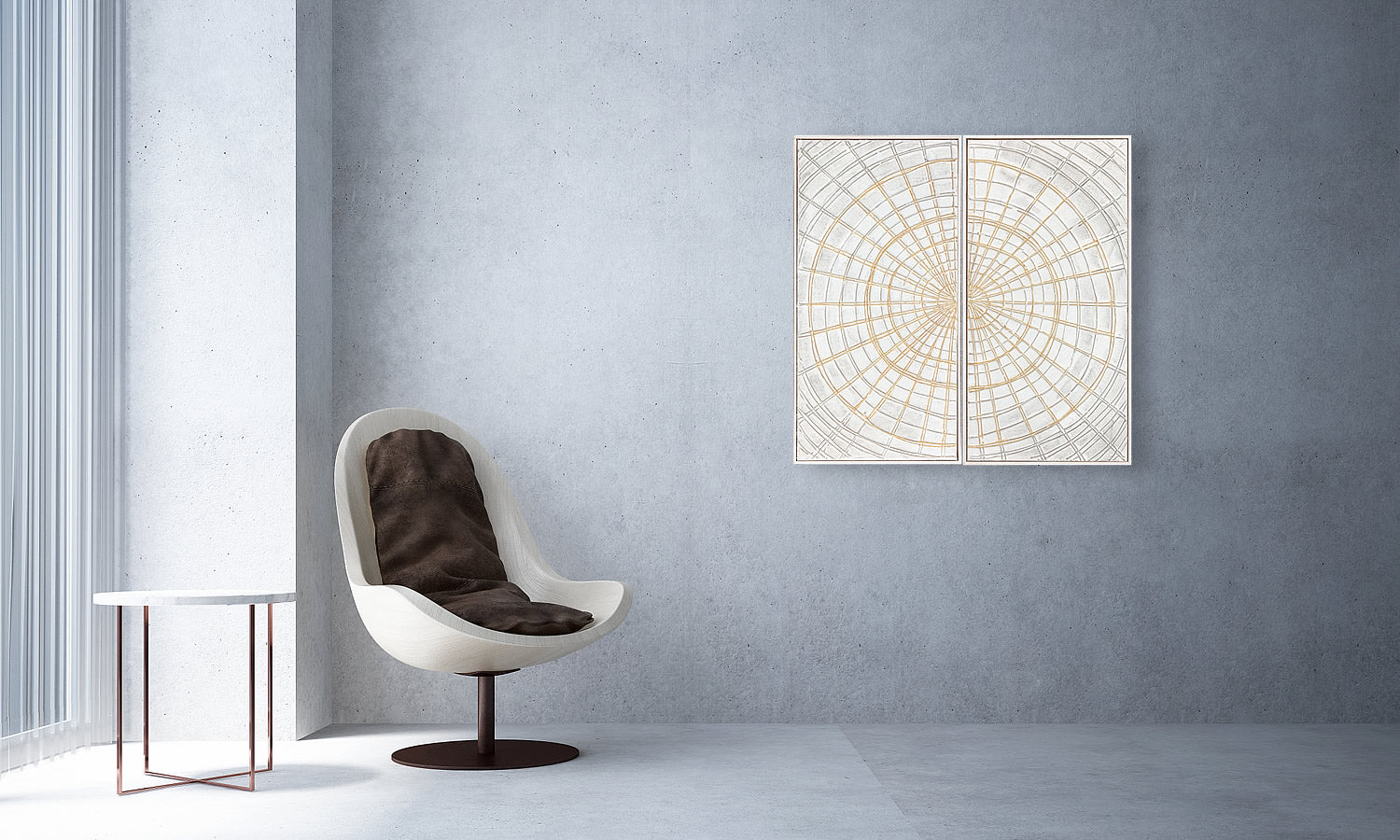 Light grey and gold abstract wall art