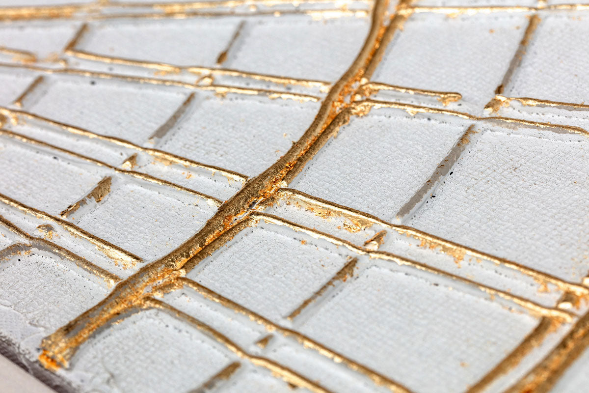 Light grey and gold abstract wall art