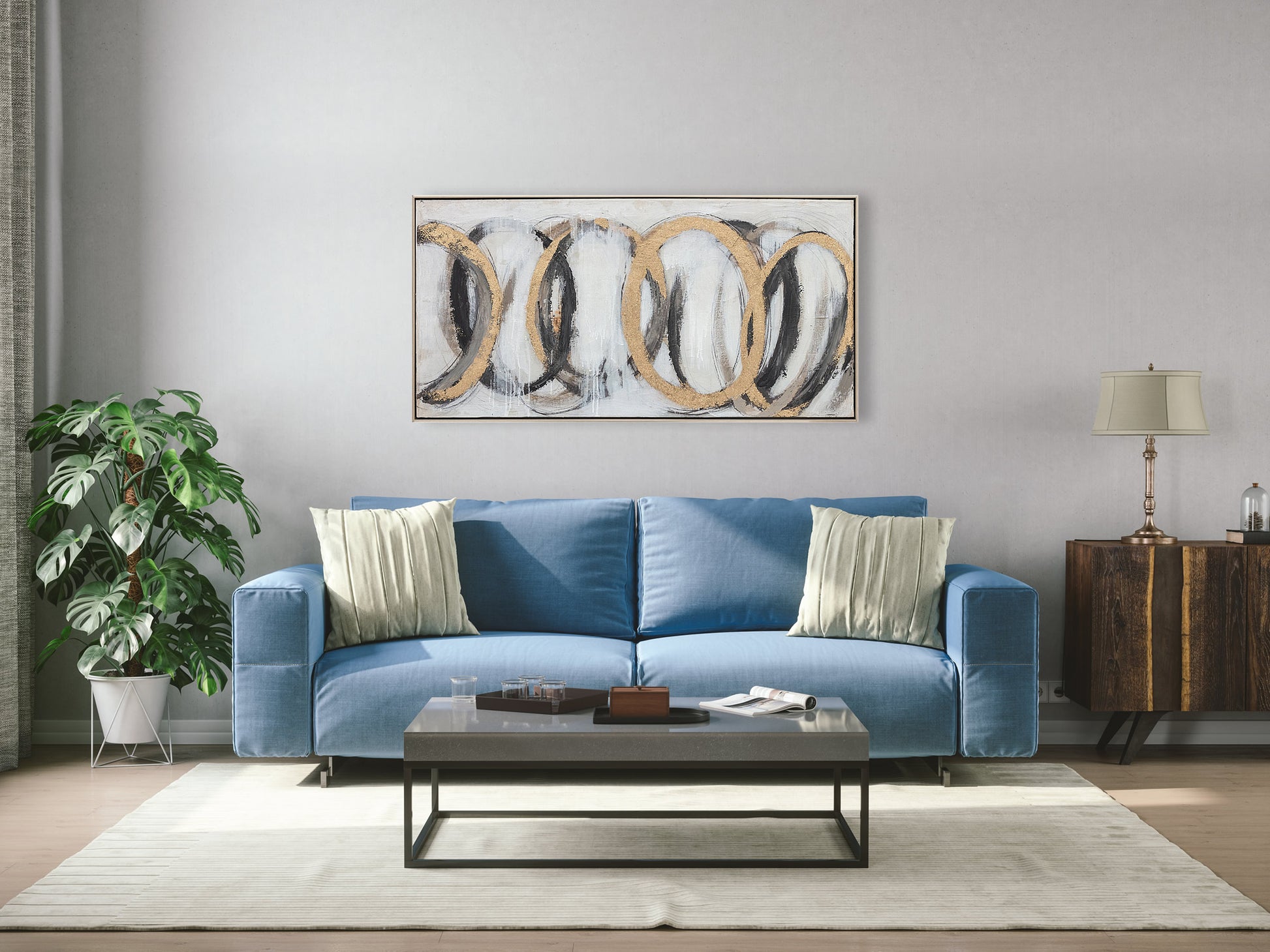 Black and gold abstract oil on canvas