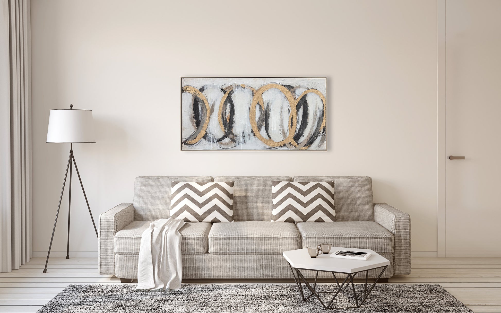 Black and gold abstract oil on canvas