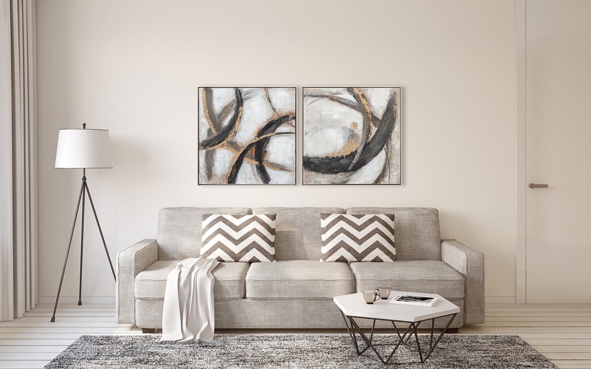 Black and gold abstract oil on canvas