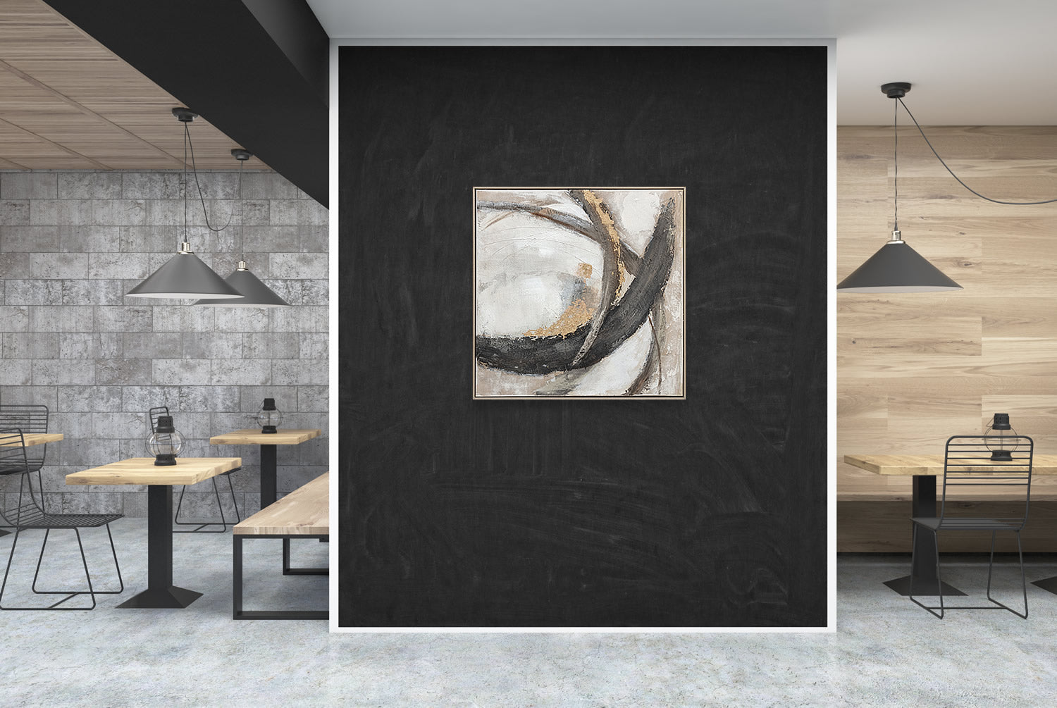 Black and gold abstract oil on canvas