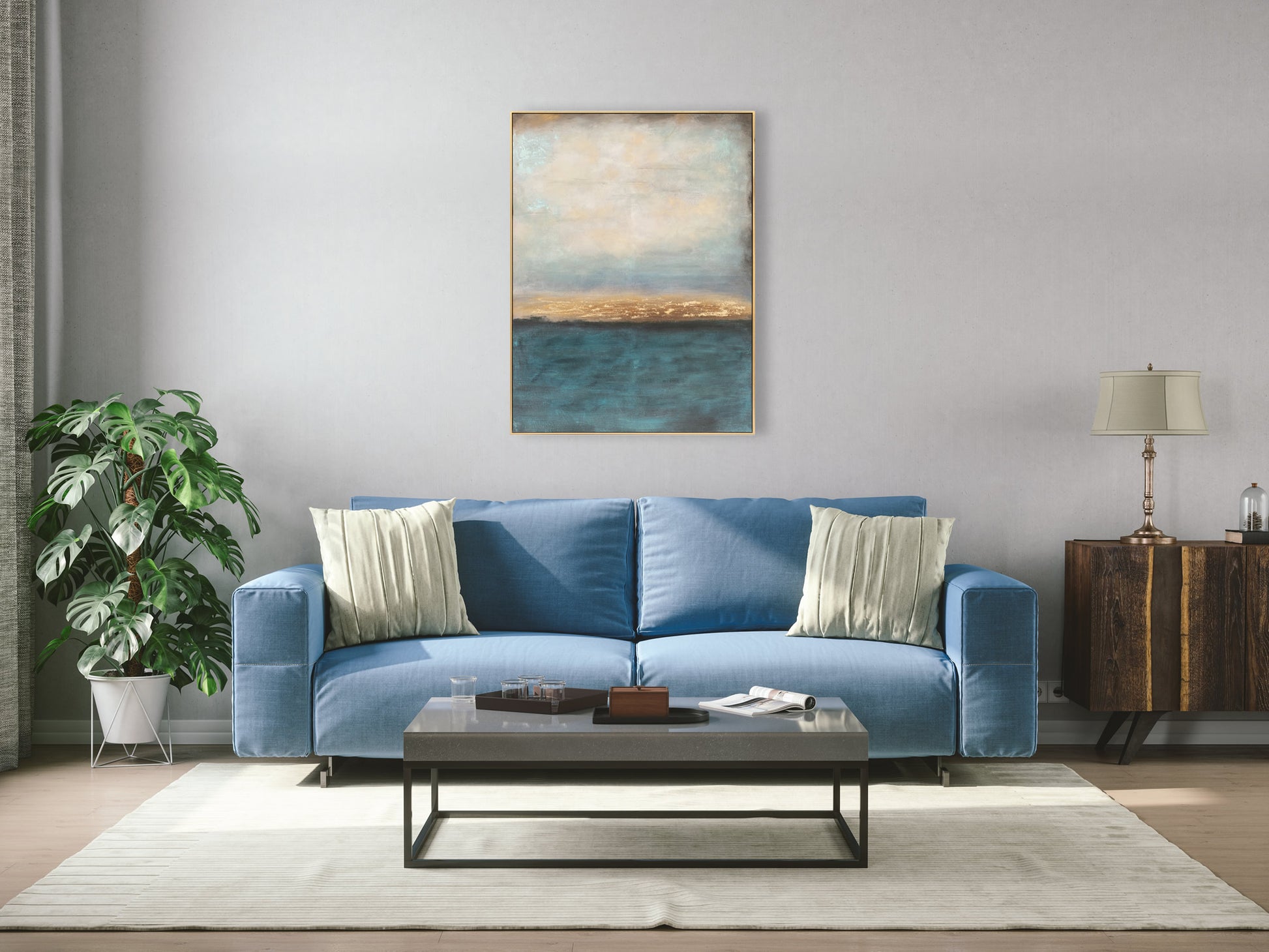 Blue and gold oil on canvas Berkeley Designs