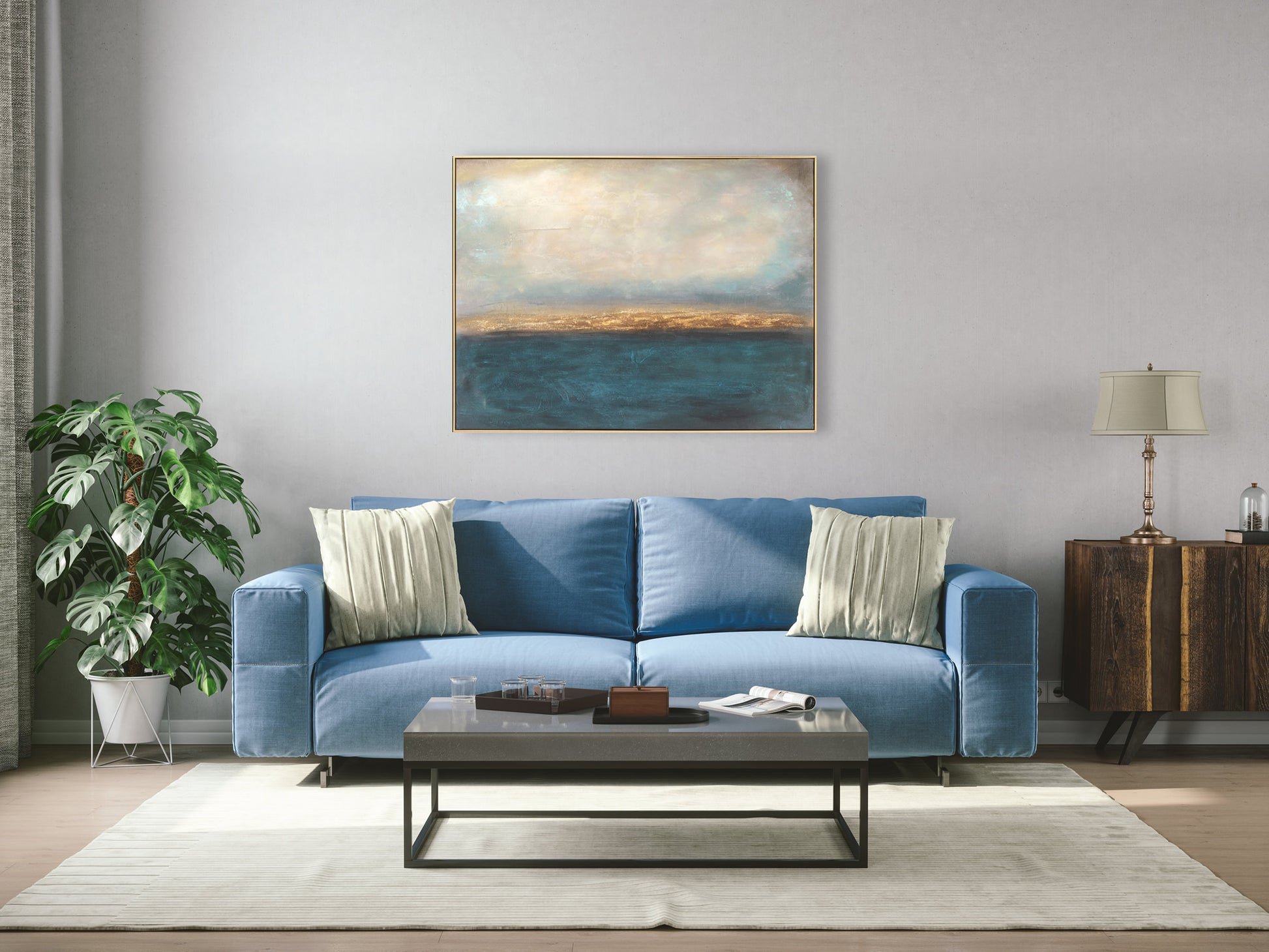 Blue and gold oil on canvas Berkeley Designs