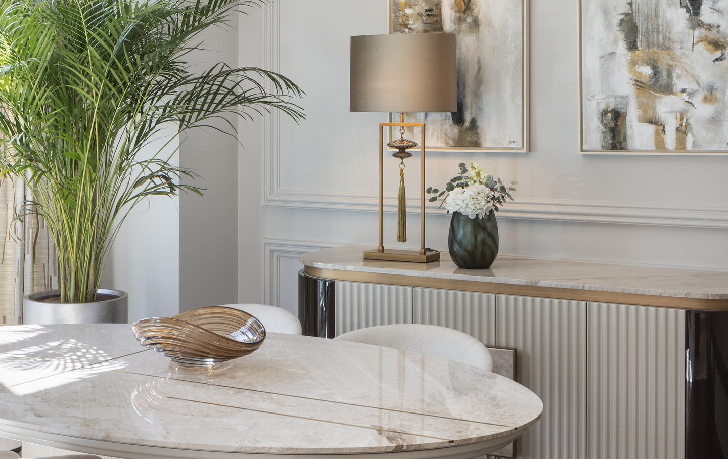 BY KEPI Marble and Brass Sideboard