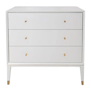 Modern white three drawer chest for bedroom storage