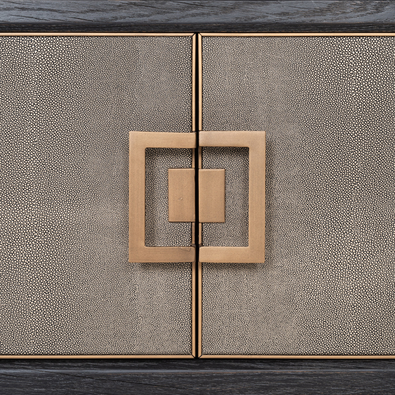 Shagreen Media Unit with drawers and Brass