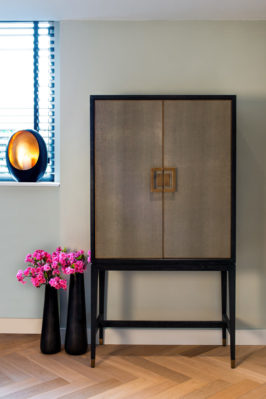 Luxury shagreen and brass storage bar