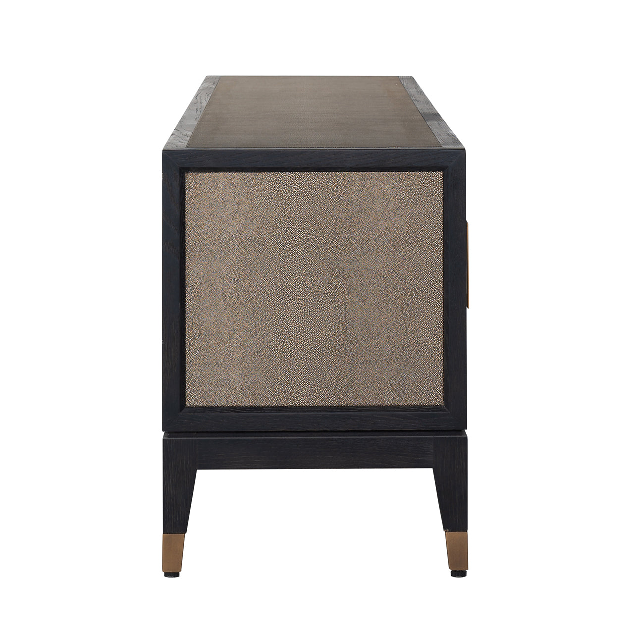 Shagreen Media Unit with drawers and Brass