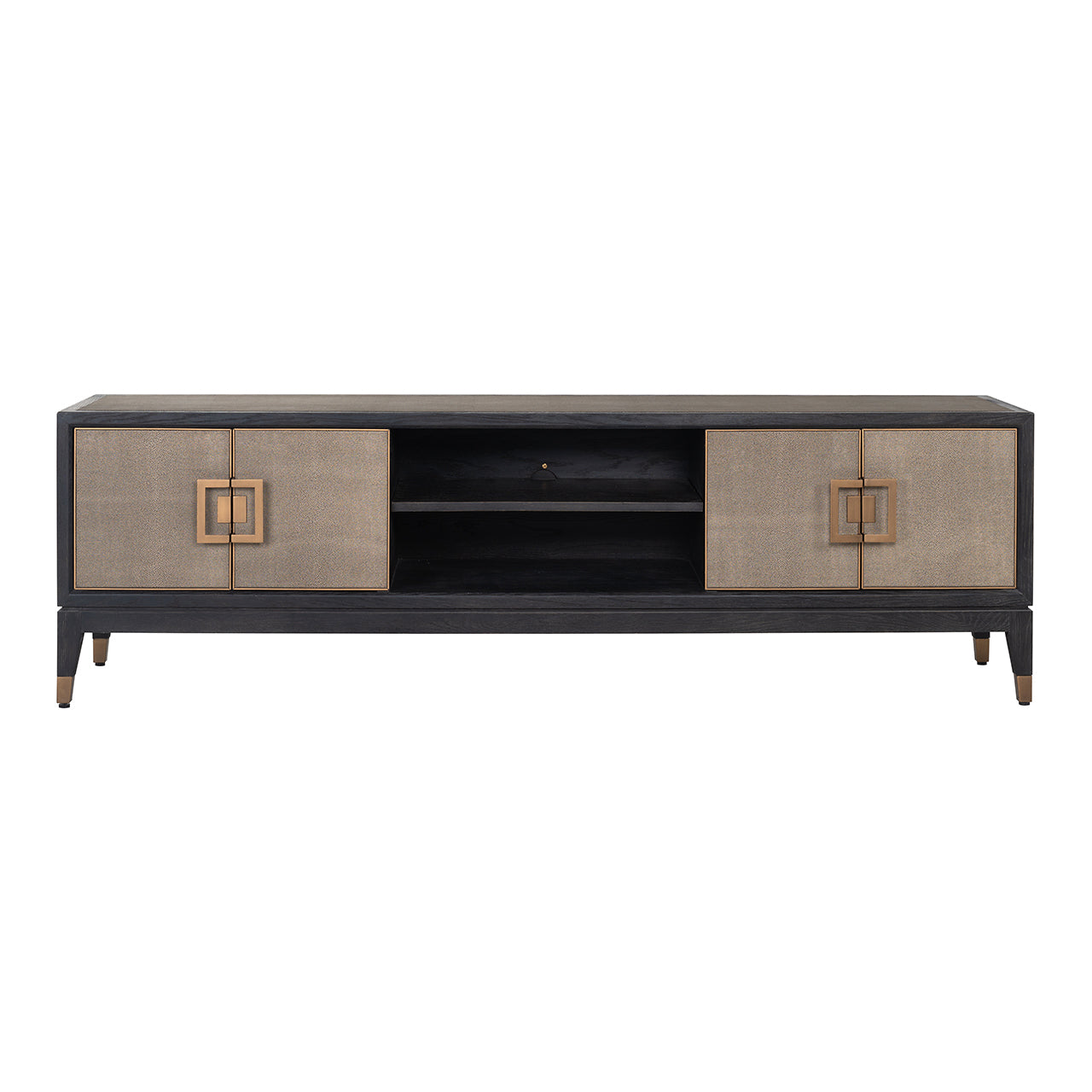 Shagreen Media Unit with drawers and Brass