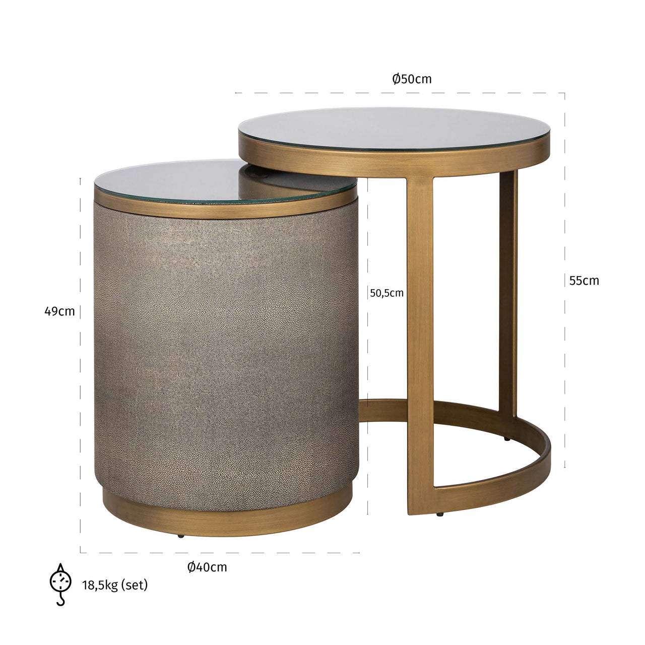 Shagreen Gold nesting side tables 