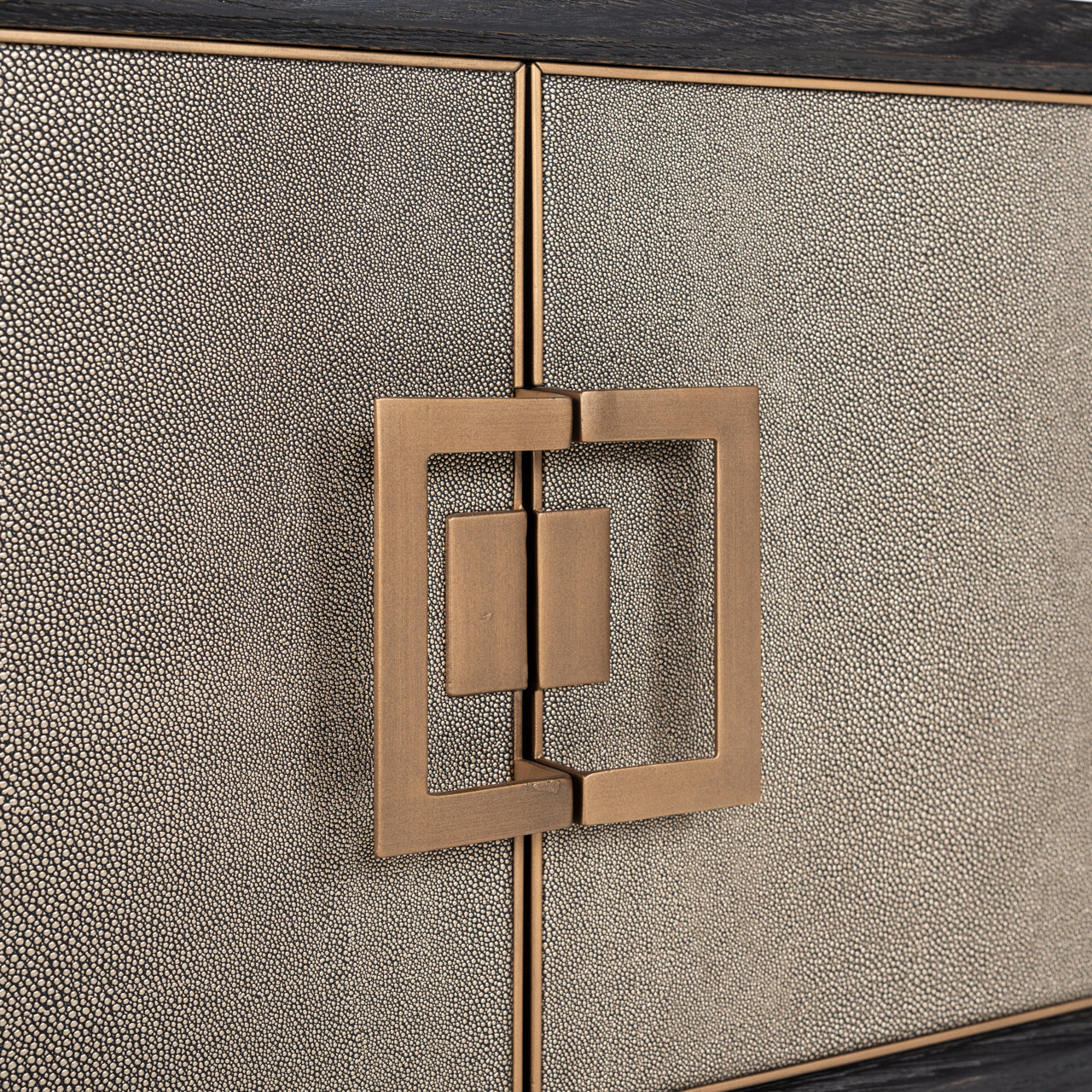 Shagreen Media Unit with drawers and Brass