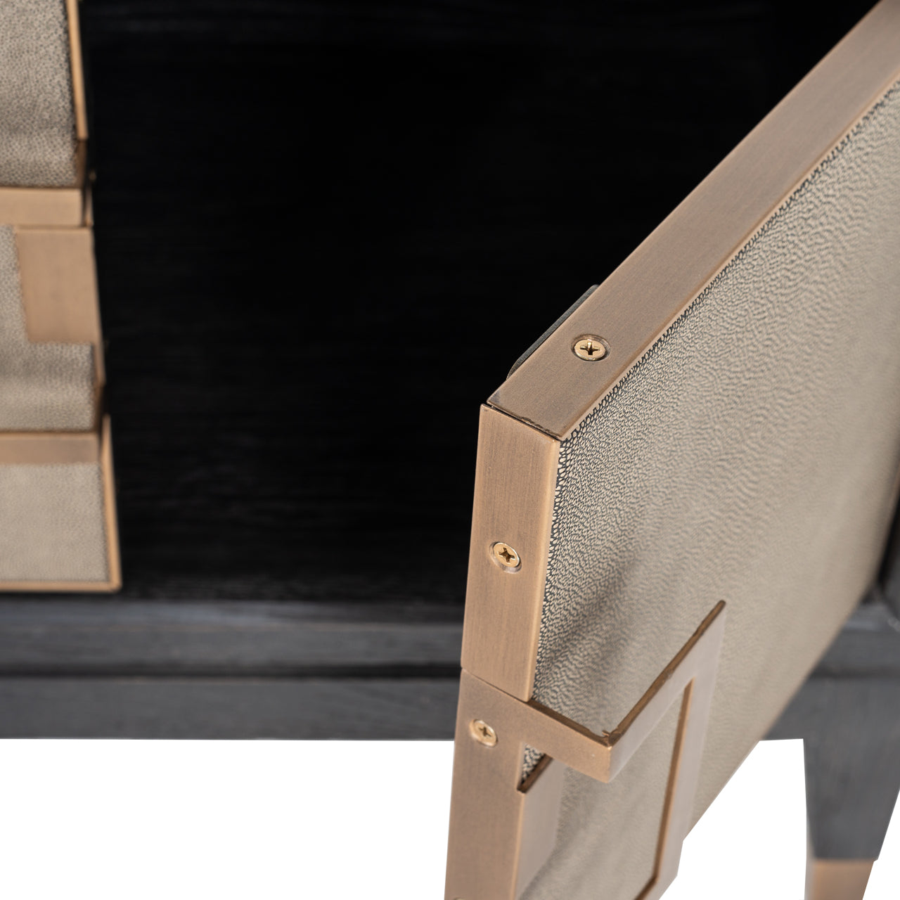 Shagreen Media Unit with drawers and Brass