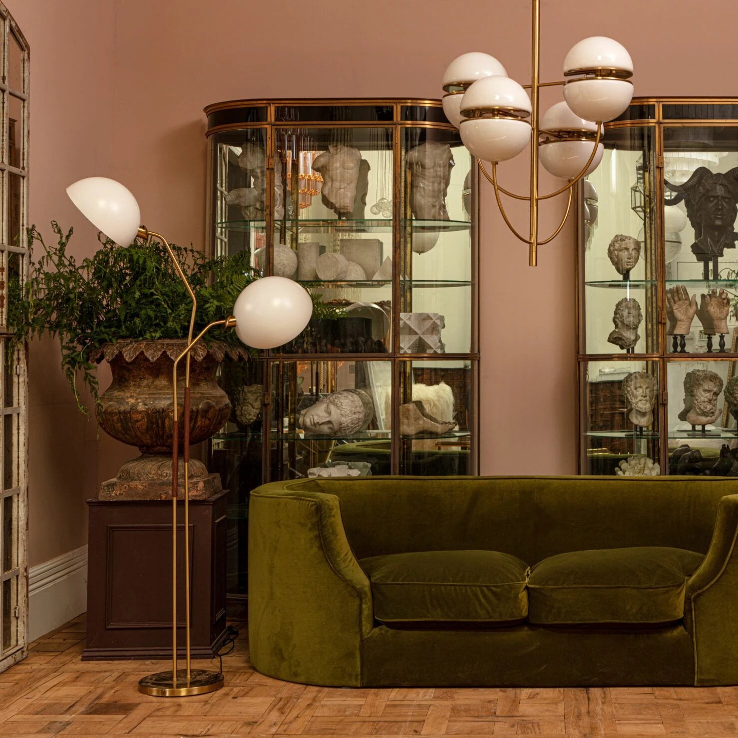 Pure White Lines Bistro Group pendant light white and brass