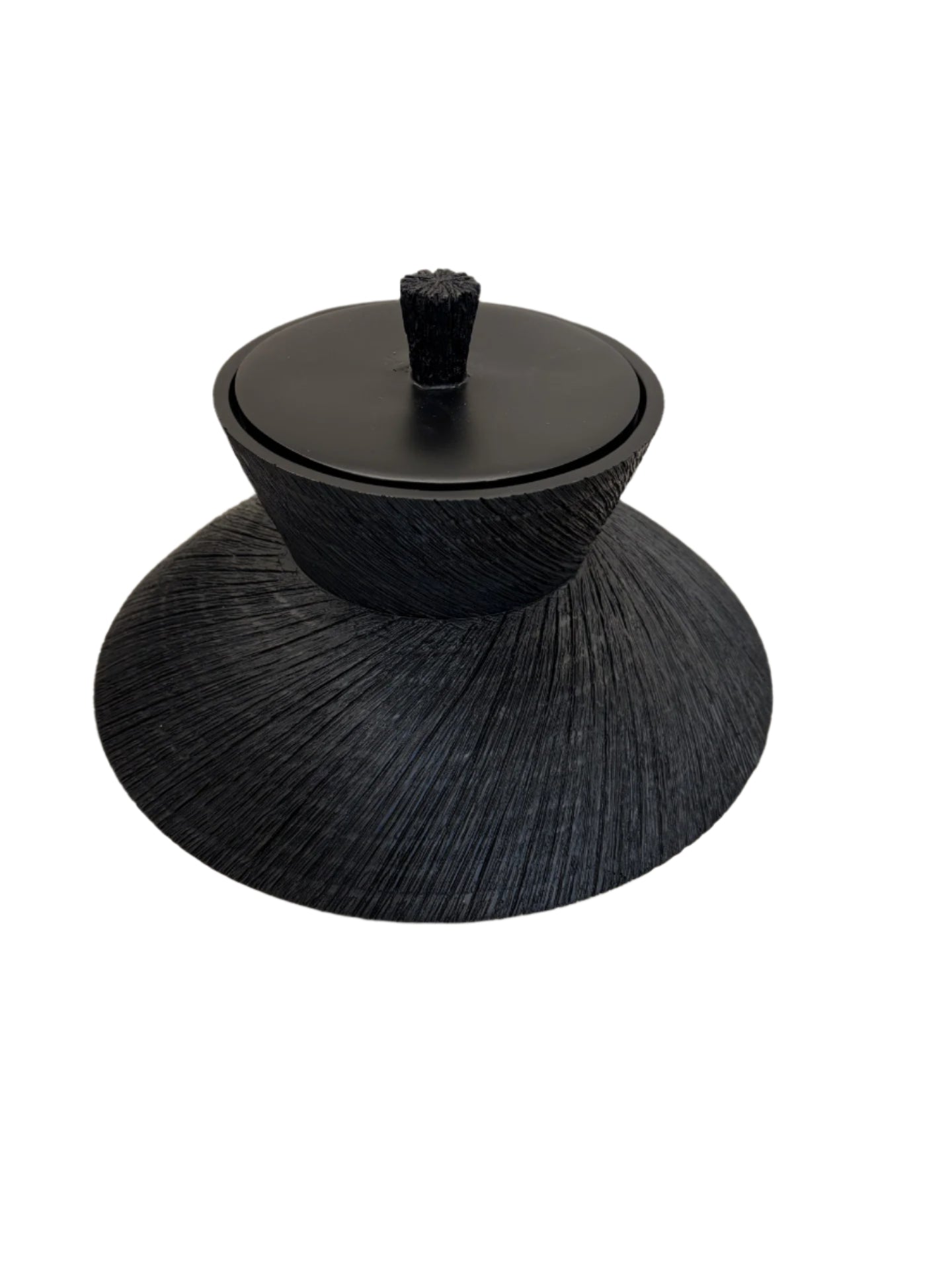 Black Textured Lidded Jar