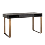 Blackbone brass desk with black oak veneer, metal frame and single drawer
