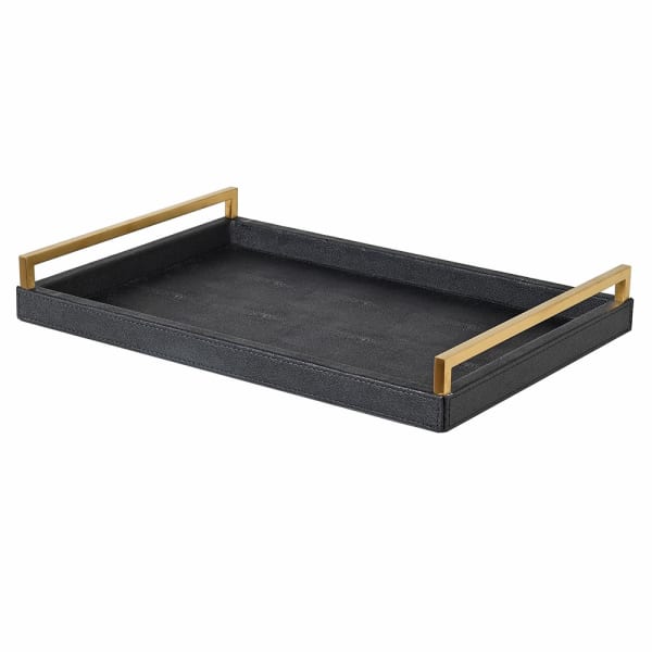 Black faux shagreen tray