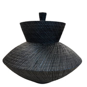 Black Textured Lidded Jar