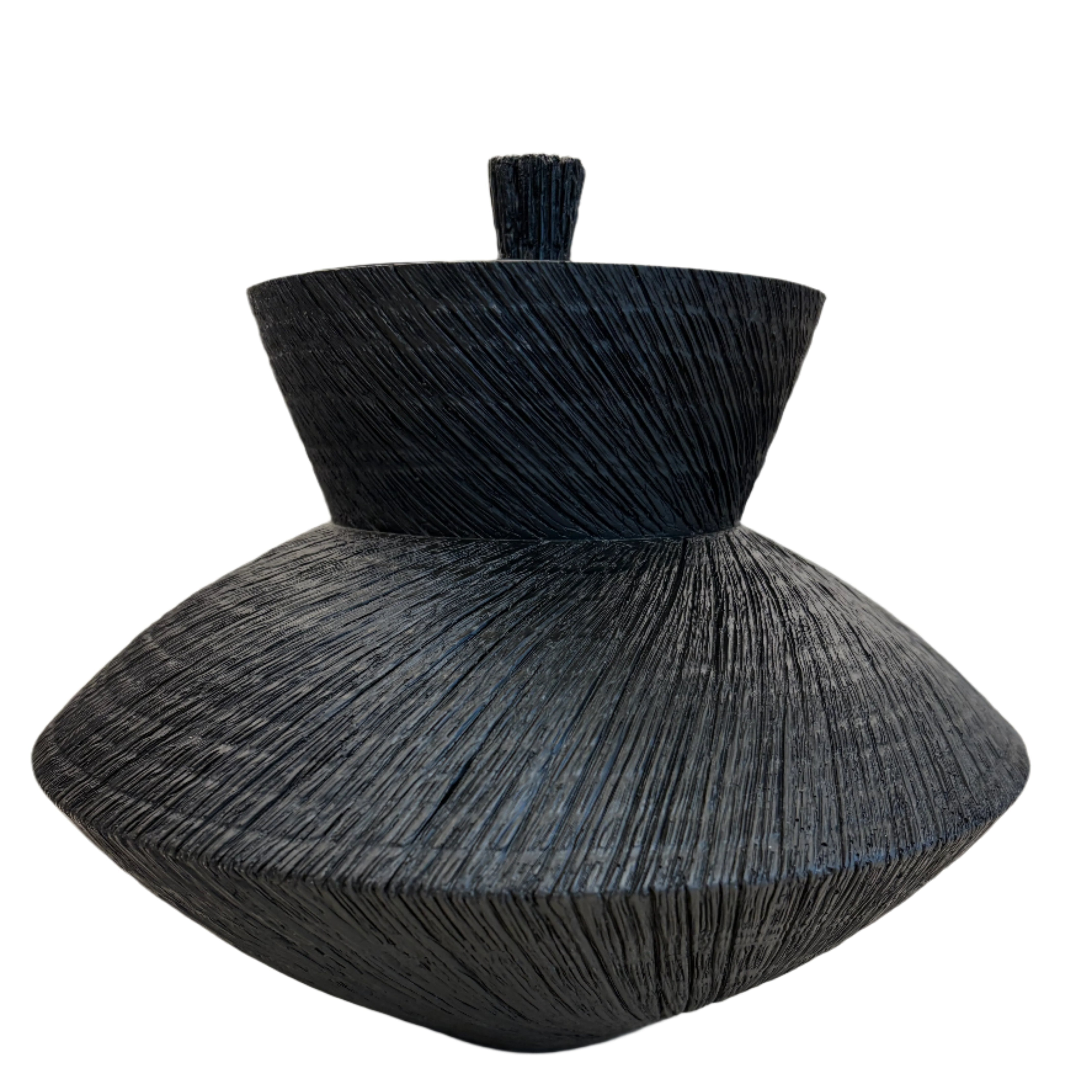 Black Textured Lidded Jar