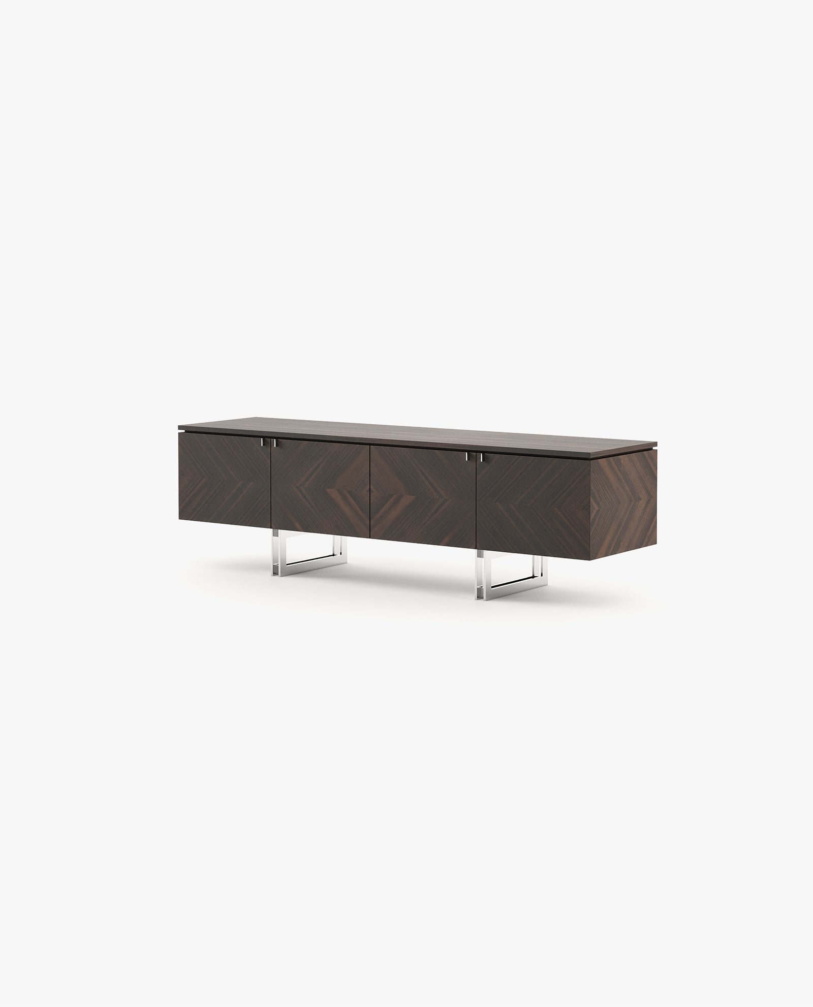 Elegant Boris TV Cabinet with a geometric pattern and metal legs in a white background.