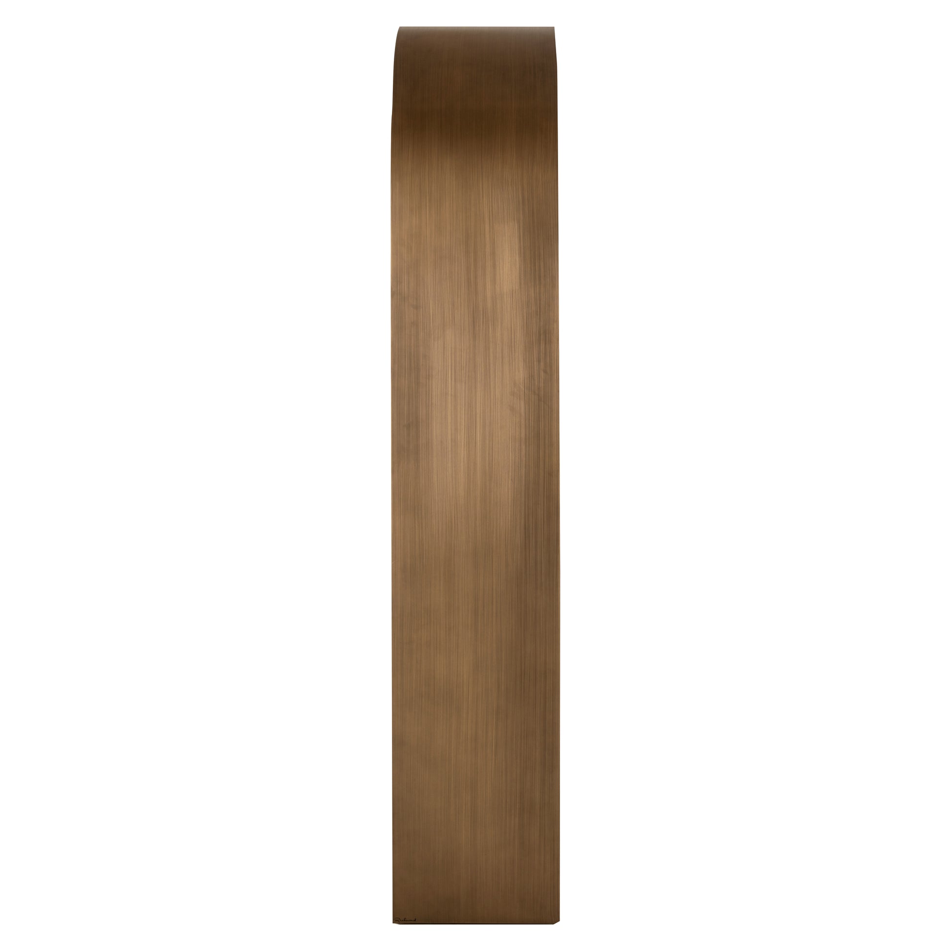 brushed gold cabinet with arched glass design for modern interiors