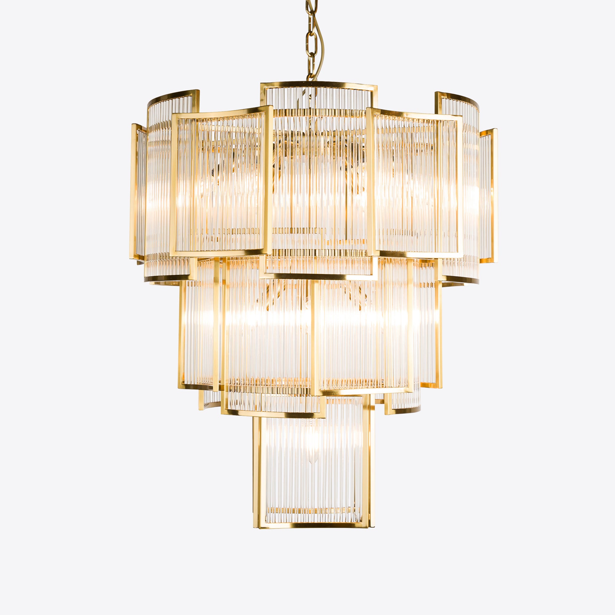 Brass Monte Carlo Large Chandelier Pure White lines