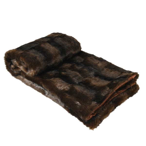 Large Brown Faux Rabbit Fur Throw