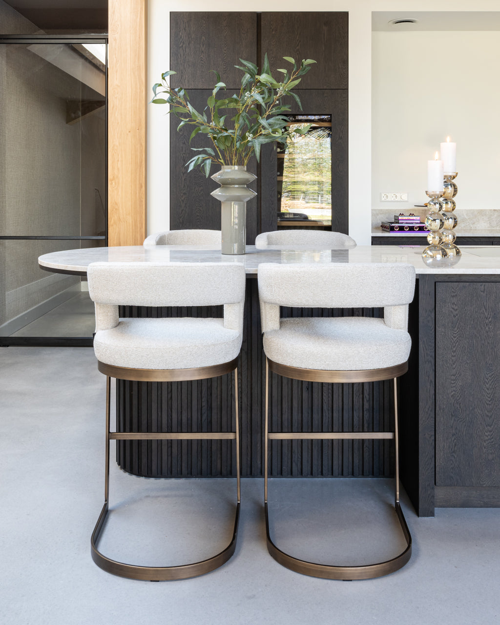 Calder Bar Stool in Biscotti Upholstery