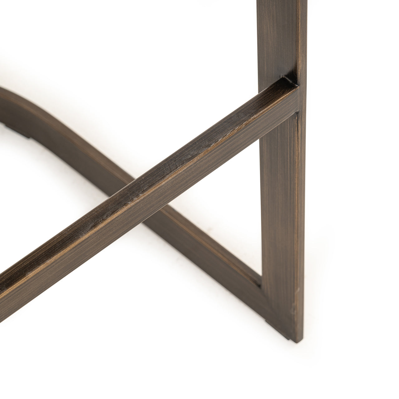 Modern bar stool with biscotti upholstery  and bronze metal