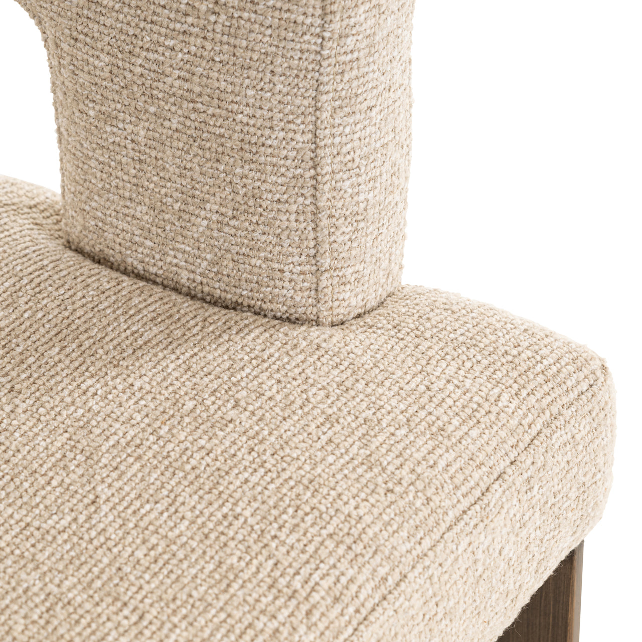 Modern bar stool with biscotti upholstery  and bronze metal